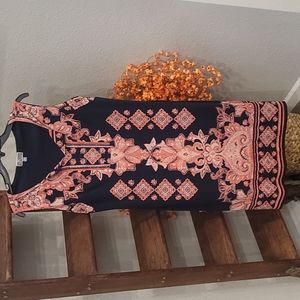 Dark blue and pink sleeveless dress